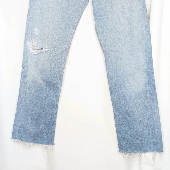 Re/Done Levi's High Rise Stove Pipe Jeans Denim Indigo Cotton Raw Hem - Picture 3 of 12